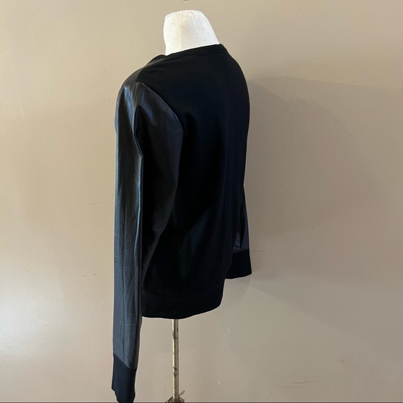 HELMUT LANG genuine leather and wool black long sleeve sweater - Picture 6 of 10